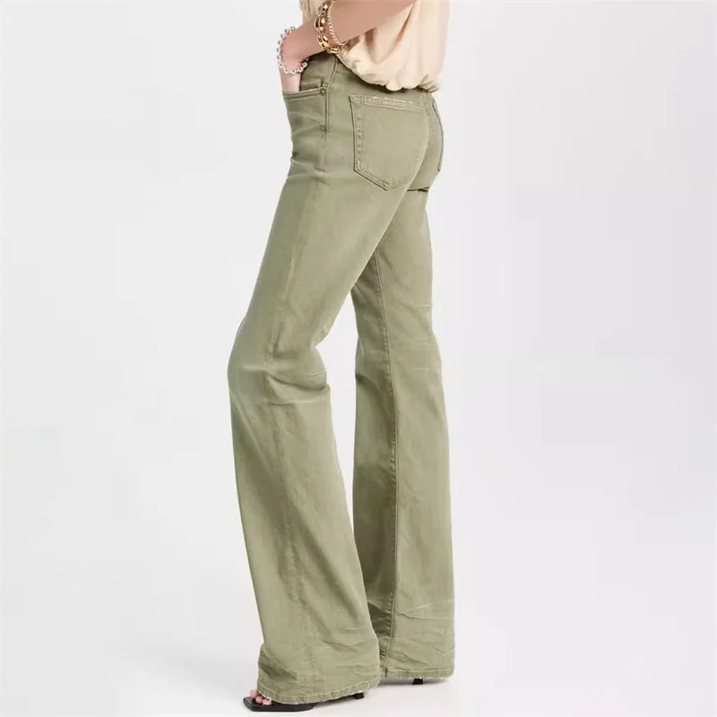Women\'s pants 2024 Autumn New Vintage Pure Cotton Women\'s jeans High waisted slim fit straight leg pants flared pants Trousers