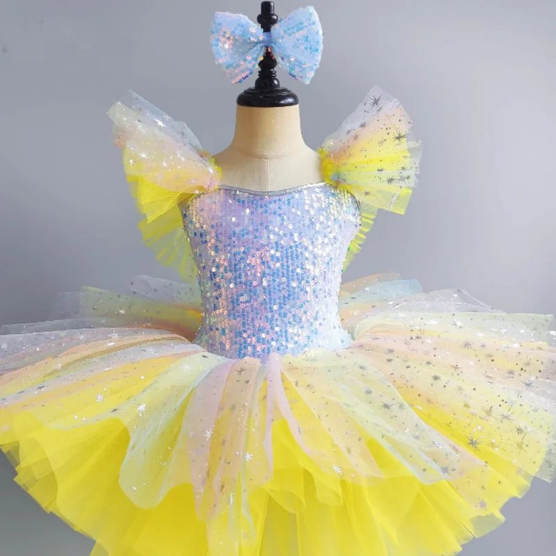 Kleinkind Pailletten Rosa Ballett Tutu Kleid Mädchen Jazz Dance Kostüme Kinder Ballerinas Tutu Outfits Kinder Ballsaal Tanz Kleidung