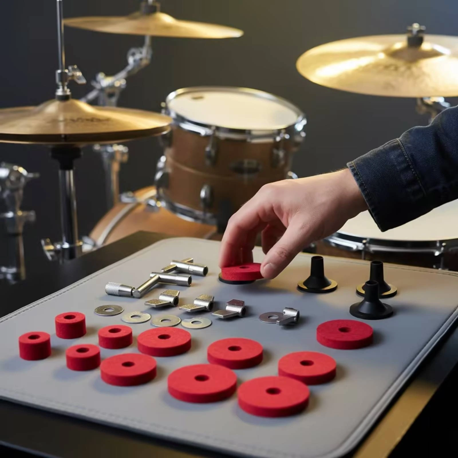 23 Pieces Drum Felt Kit with Washers Protective Drum Drum Hardware Kit Wing Nuts and Washers Replacement Mounting for Drummers