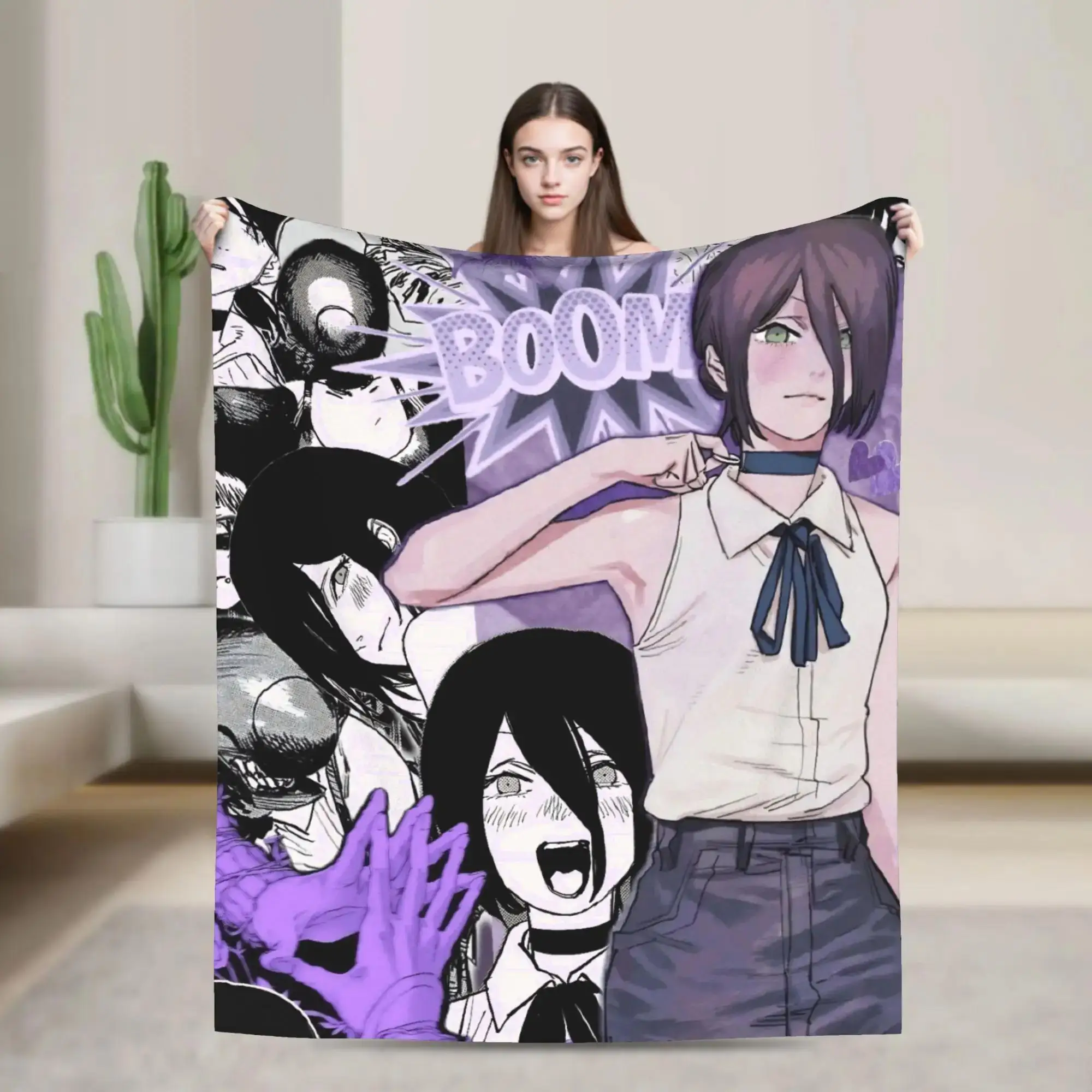 

Плюшевый фланелевый плед «Человек-бензопила» с Резе, мягкий и теплый, для гостиной и студентов