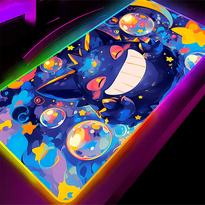 

Anime RGB Mouse Pad Lockedge Backlight Gaming Accessories 90x40cm Pokemon Gengar Computer Keyboard LED Mouse Mat Desk Mousepad