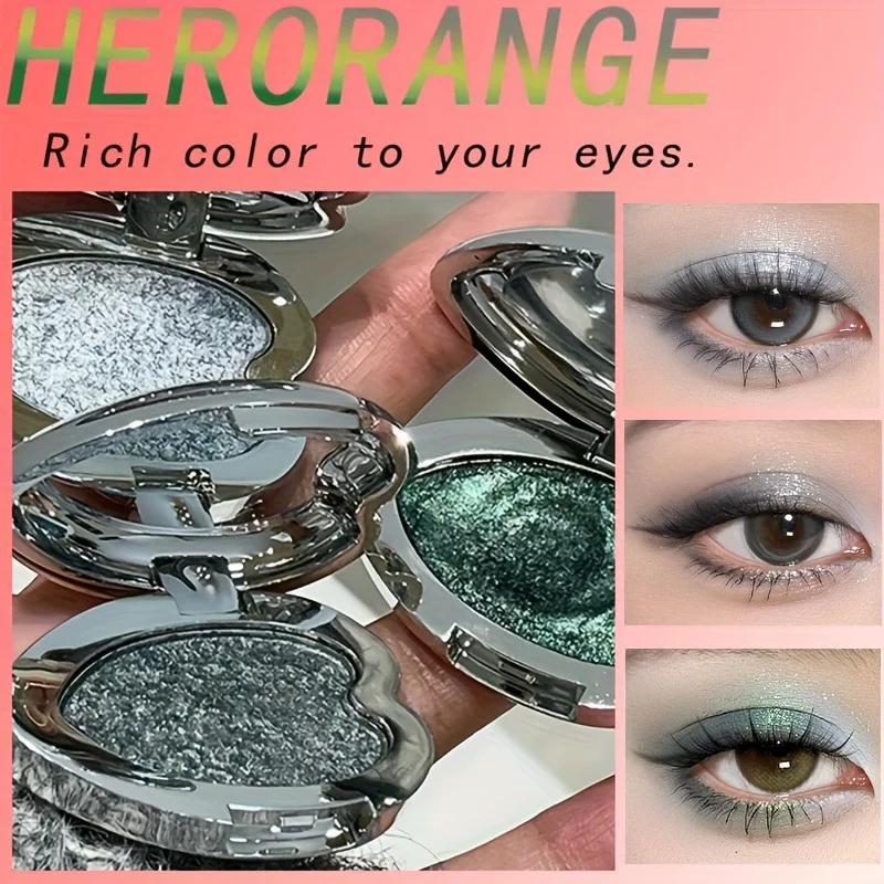 Herorange herzförmiger Highlighter-Lidschatten – schimmernder Glitzer, cremige Textur, wasserfest, Weihnachtsgeschenk