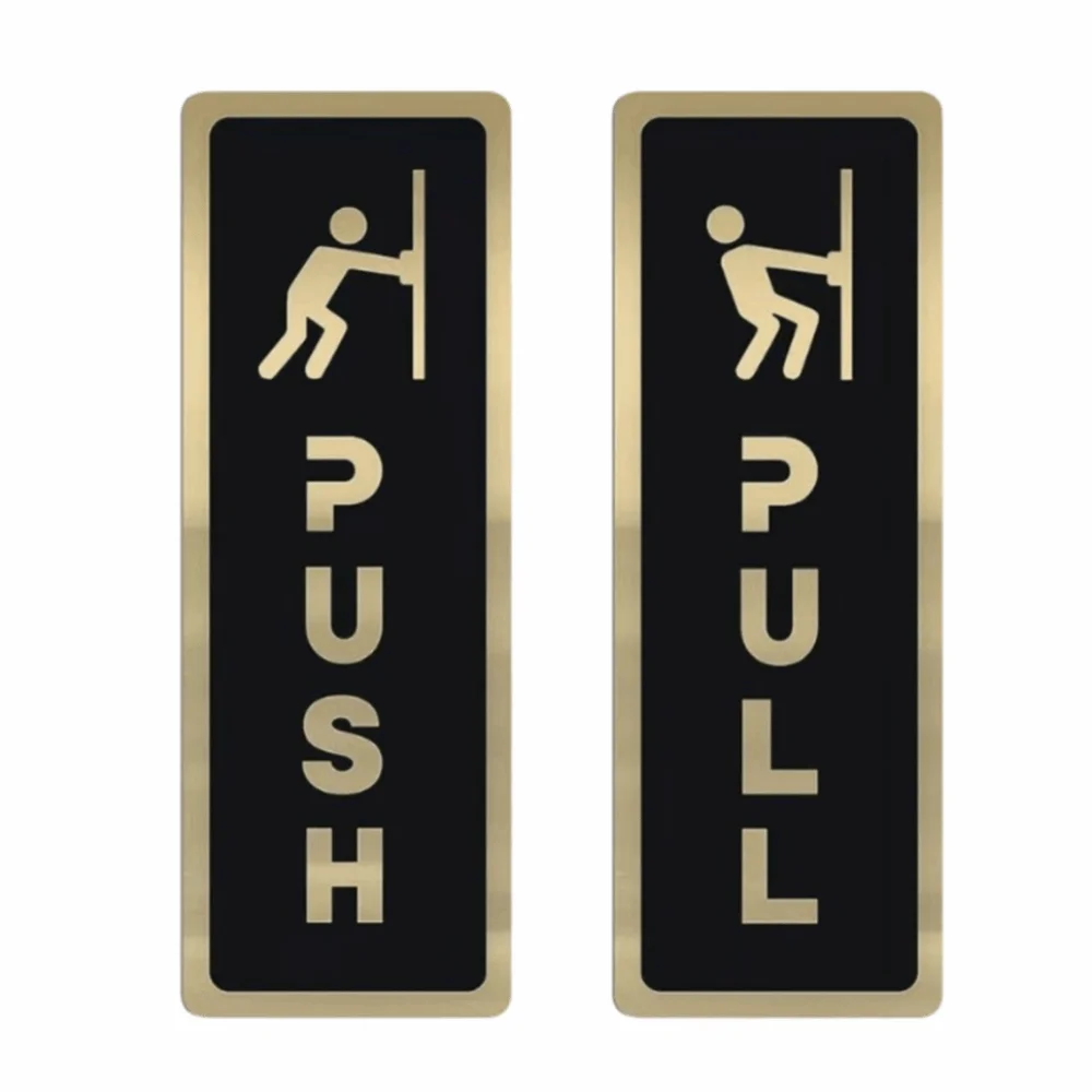 2Pcs Creative Push&Pull Window Door Sticker 3D Double Layer Restaurant Pull Stickers Clear Easy Clean Sliding Door Logo