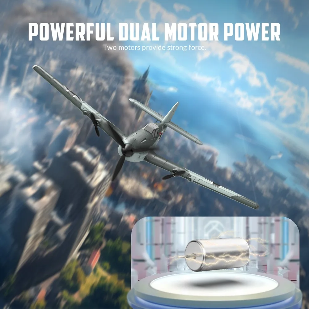VOLANTEXRC BF109 3CH RC avión 400mm envergadura con estabilizador giroscópico alarma de rango de batería baja RTF Warbird para niños principiantes