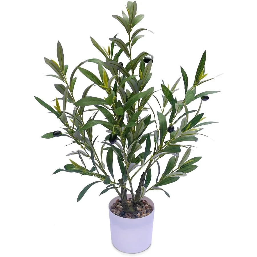

Маленькое искусственное оливковое дерево 24, искусственное оливковое дерево для домашнего декора в белом горшочке, реалистичные оливковые ветки и стебли за