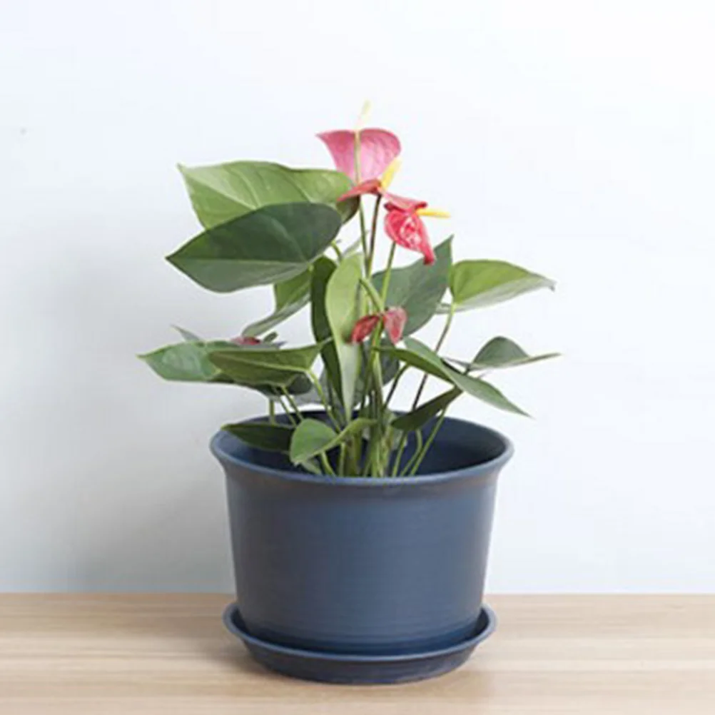 

Colorful Plastic Plant Pots Planter Thickening Resin Flower Nursery Pot Garden Plant Pots Flower Pot with Pallet Small (Blue)