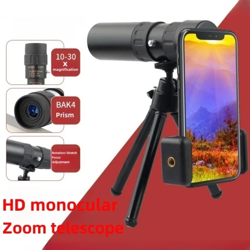 10-300X HD Leistungsstarkes Fernglas Metall Langstrecken-Qualitäts-Teleskop Tragbares Professionelles Monokular für Camping