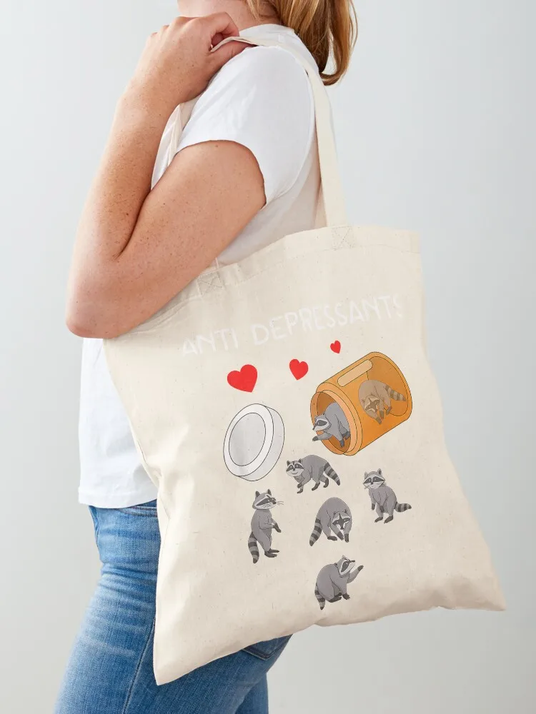 Anti Depressants Raccoon Funny Raccoon Lover Antidepressants Tote Bag Beach bag Women's bag luxury women tote custom