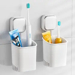 TAILI Suction Cup Toothbrush Holder for Shower Drill-Free Removable Toothpaste Self-draining Razor Holder Organizer for Bathroom