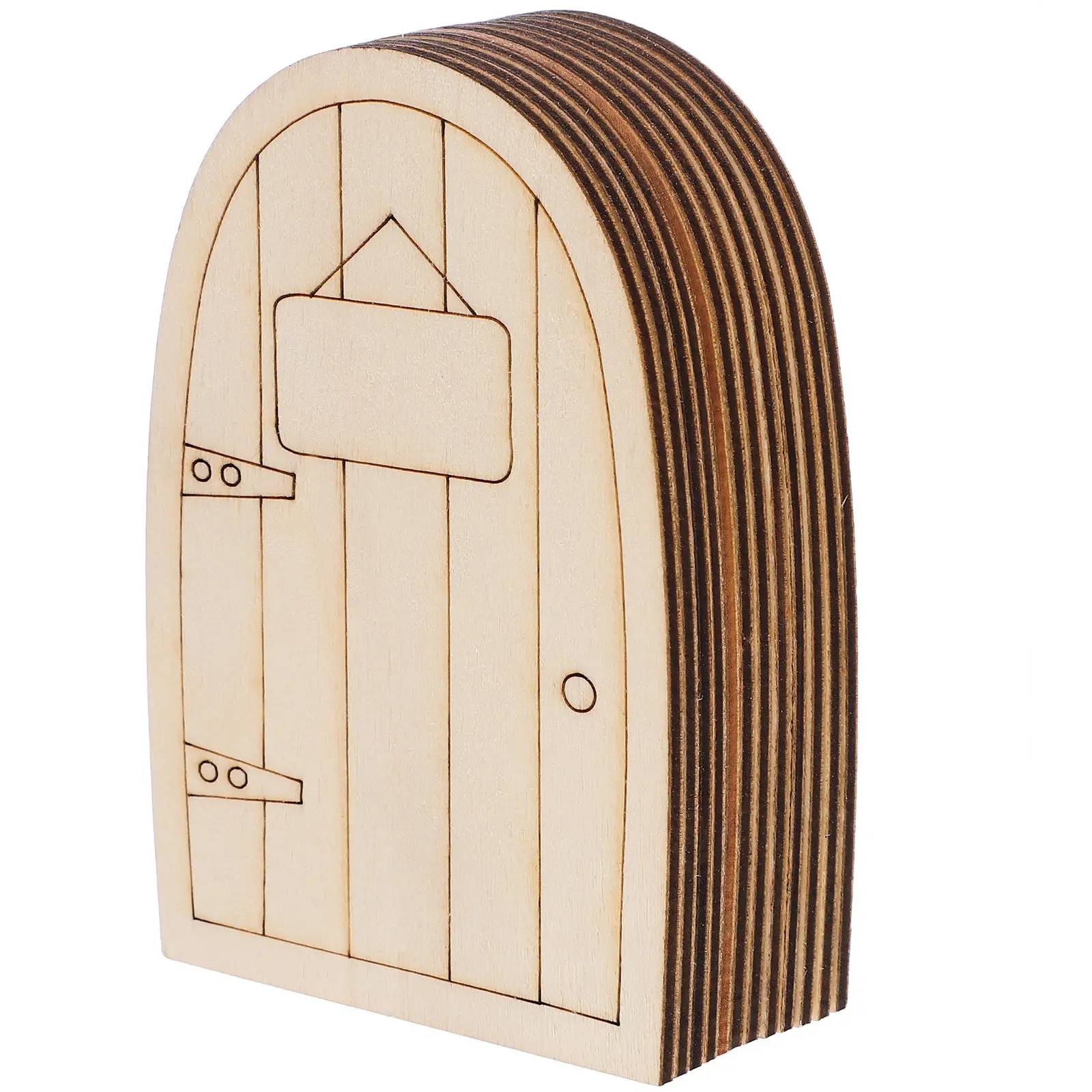 12Pcs Wooden Fairy Doors Unpainted Miniature Garden Decor Outdoor Accessories for Garden DIY Fairy House Kit Creative Ornament