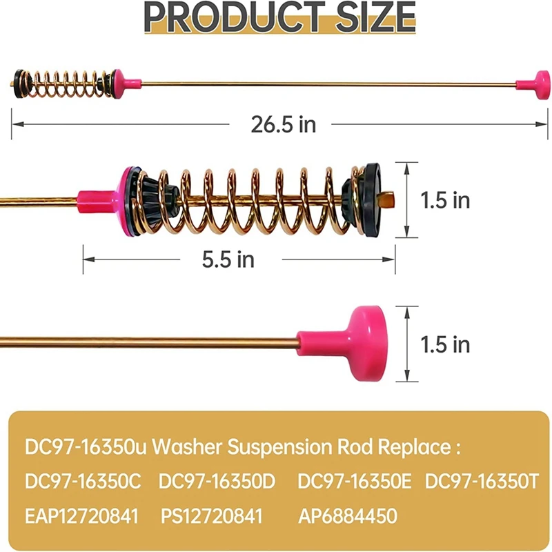 DC97-16350U Washer Suspension Rod Replaces DC97-16350E,DC97-16350C,DC97-16350D,DC97-16350T,Compatible WA5451ANW/XAA