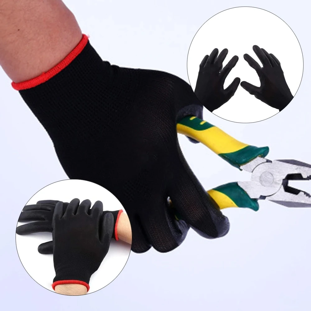 20 pcs/10 pairs Safety Work Gloves Pu Nylon Gloves Industrial Protective Gloves Palm Coated Gloves Carpenter Repairer Supplies