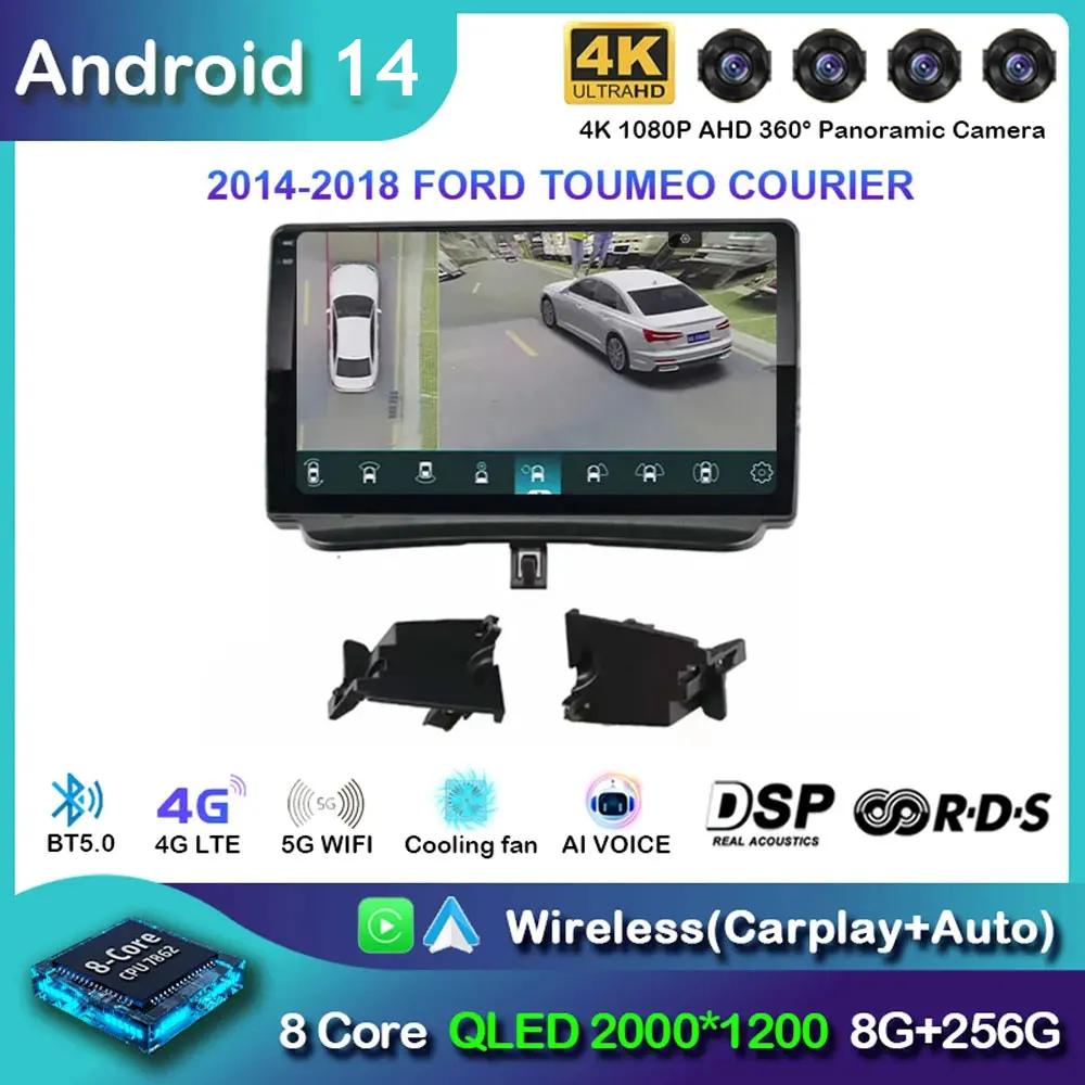 Android 14 For FORD TOUMEO COURIER TRANSIT COURIER(LOW-END, 9INCH) Auto Car Radio Multimedia Video Player GPS Navigation Carplay