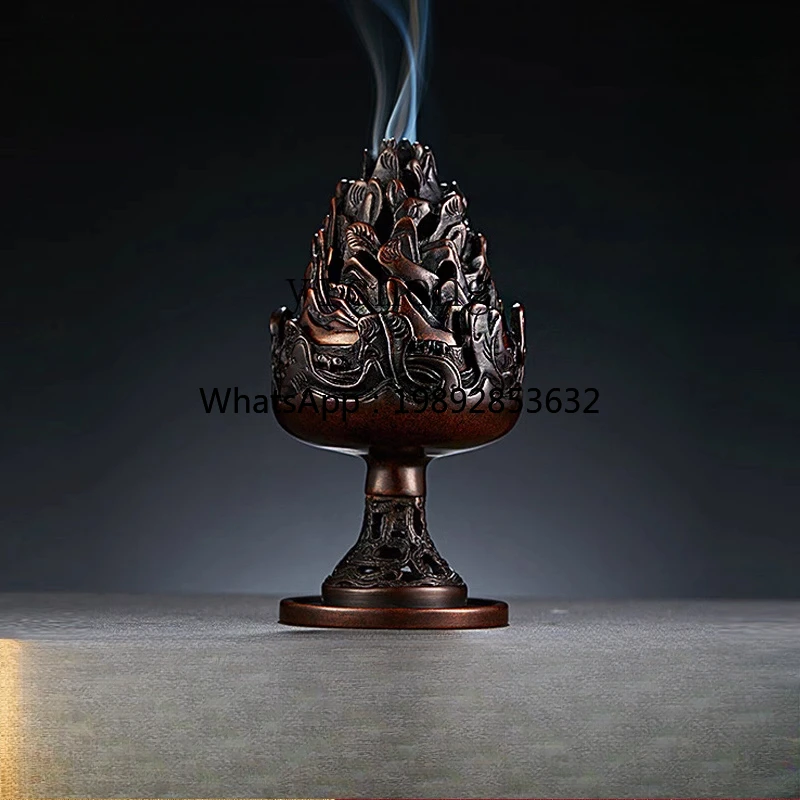 DDZZ copper incense burner household indoor incense road antique ornament aromatherapy copper incense burner