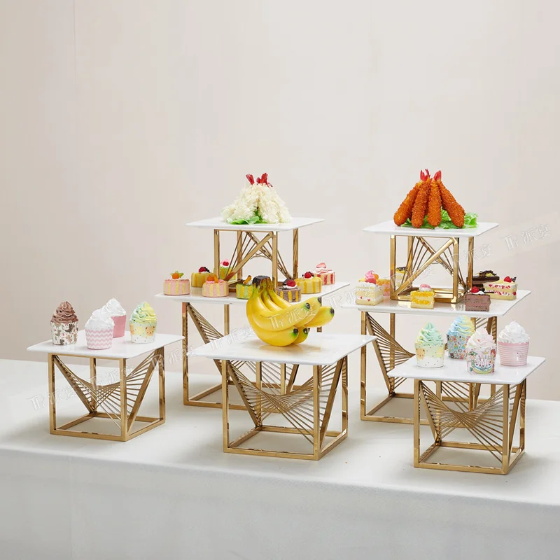 Equipment Food Riser Set Stainless Steel Dessert Display Stand Sets Food Display Racks For Catering