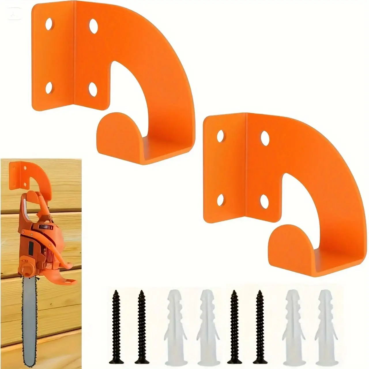 Two Piece Chain Saw Hanger, Heavy-duty Chain Saw Wall Bracket, Installation Chain Saw Frame, Garage, Orange Metal
