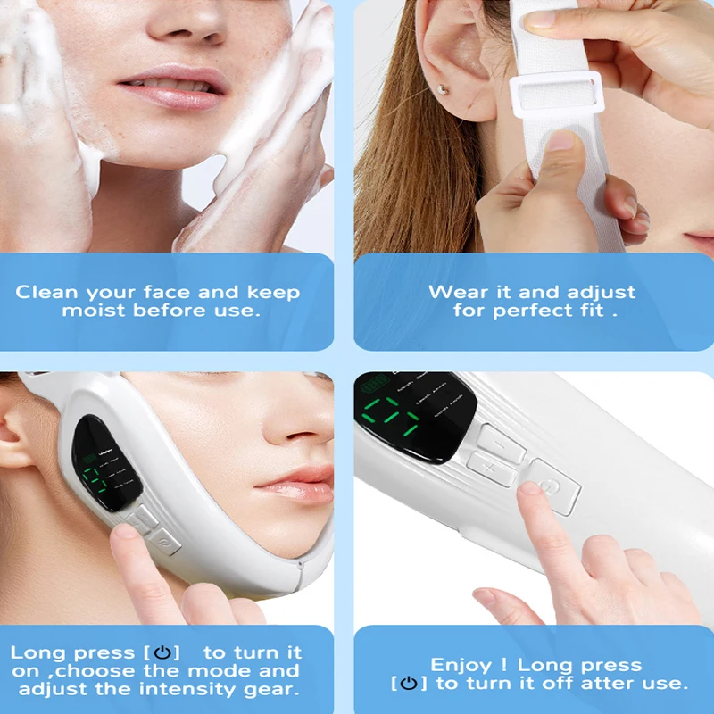 Face Lifting Device LED Photon Therapy Vibration Facial Massager Face Slimming Double Chin Removal V Line Lift Belt Skin Care