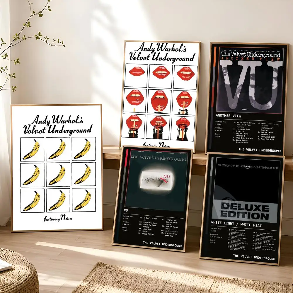 The V-Velvet Underground Poster Stickers Painting Self-Adhesive Mural HD Wall Decals for Bedroom Living Room Home Decor Gift