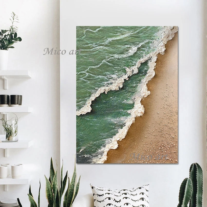 

Modern Art Sea Wave Natural Scenery Wall Pictures For Living Room Decor Unframed 3d Hand Painted Artwork Canvas Oil Painting