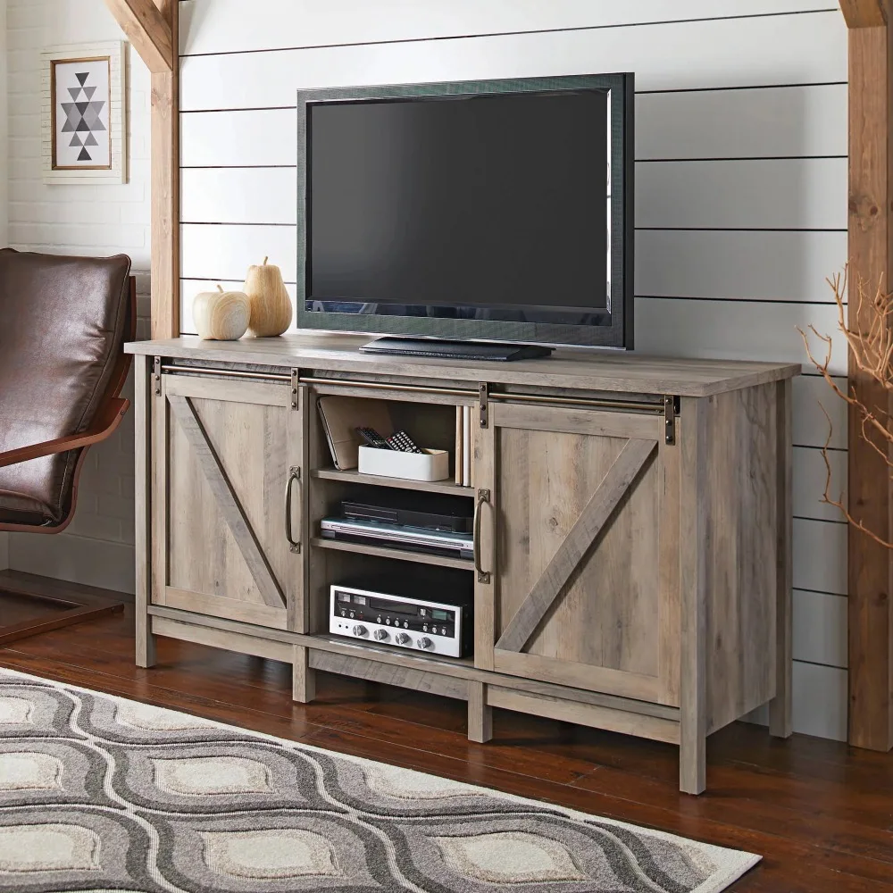 

2024 New Modern Farmhouse TV Stand for TVs Up To 70", Rustic Gray