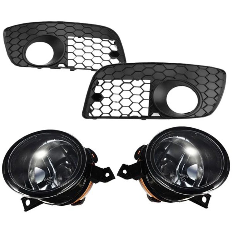 1 Set Fog Light Foglamps With Cover Honeycomb Mesh Grilles For Jetta MK5 GLI 2006-2009