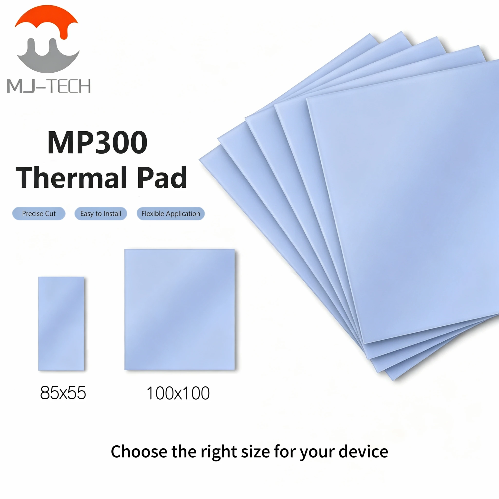 MJ-TECH MP300 Thermal Pad 3W/mK 85x45 100x100mm Silicone Heat Pad for Laptop CPU GPU Motherboard Cooling