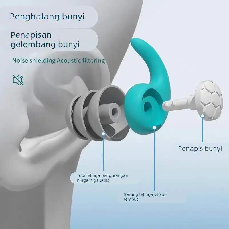 ES100-Soft Silicone Earplugs, Waterproof Noise Reduction Reusable Ear Plugs, Comfort Earplugs for Swimming, Sleeping, Study,