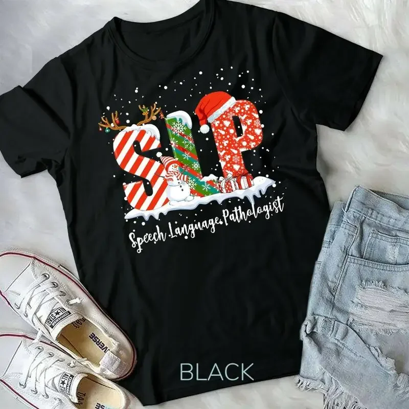 Funny SLP Speech Language Pathologist Santa Christmas Pajama Unisex Form T shirt