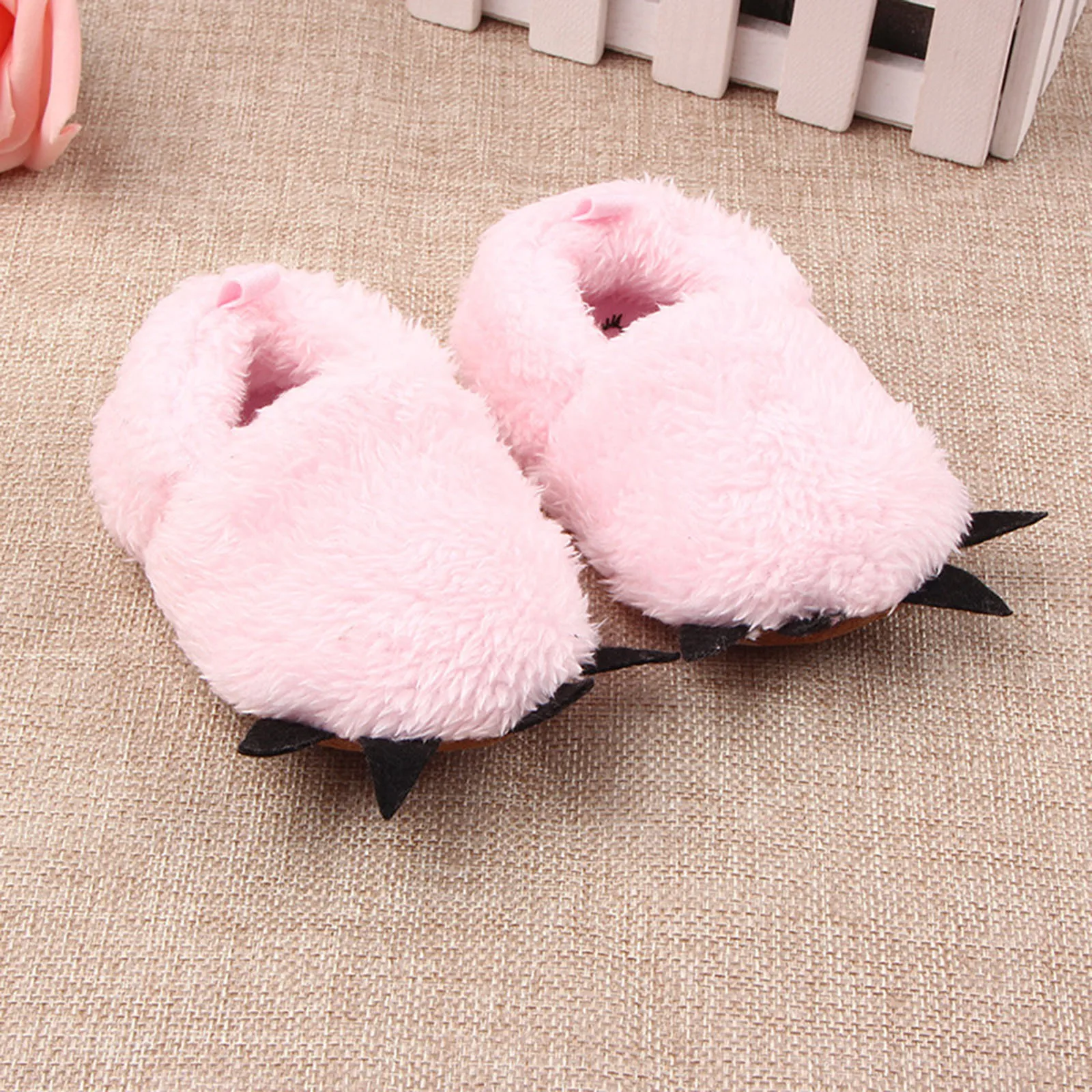 

0-18M Newborn Home Shoes Winter Warm Plush Stuffed Claws Out Shoes Baby Toddler Firstwalkers For Baby Boys Girls Lovely Slippers