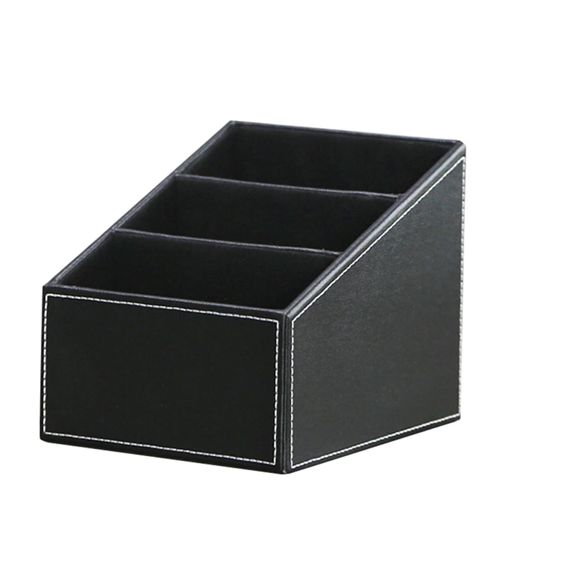 PU Leather Desk Papelaria Organizador, Caixa de armazenamento multifuncional para caneta de escritório, telefone celular, cartões de identificação, organizador preto durável