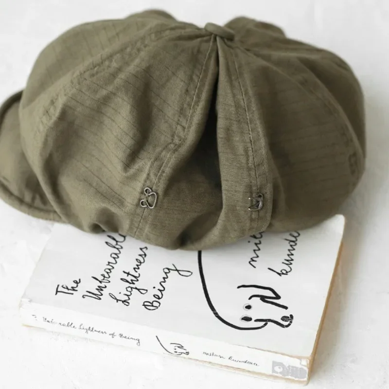 

1PC Washed Cotton Newsboy Cap Peaky Octagonal Hat Vintage Casual Cap Solid Berets Visor Gatsby Flat Ivy Hat