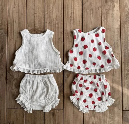 

Girls Suit 2025 Summer New Children's Clothing Korean Style Girl Baby Fashion Cute Vest Shorts Two Sets of Casual Simple Daily