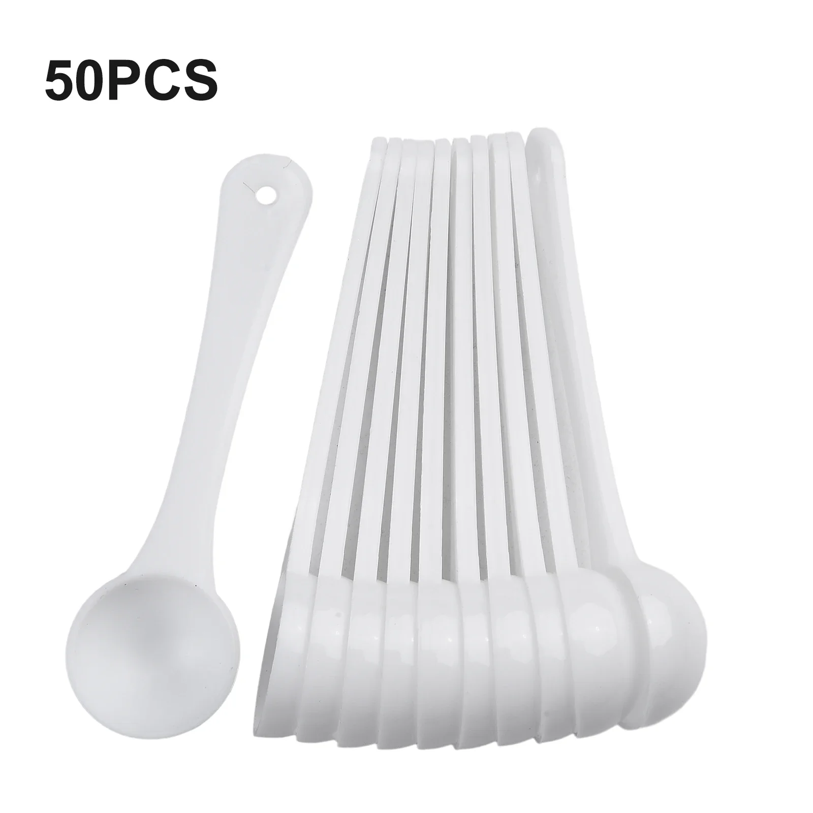 Multipurpose White Plastic Measuring Spoon Set 50pcs 1g Each for Food Baking and Accurate Medicine Powder Portioning