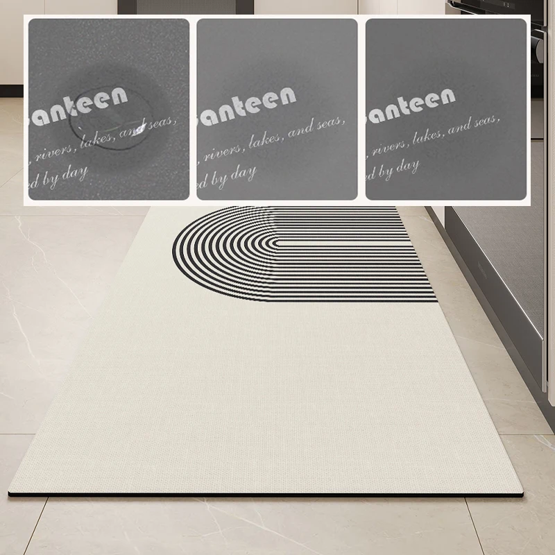 Non-Slip diatom lama Foot Mats, Tapete de cozinha absorvente de água, antiderrapante PVC tapete, de secagem rápida