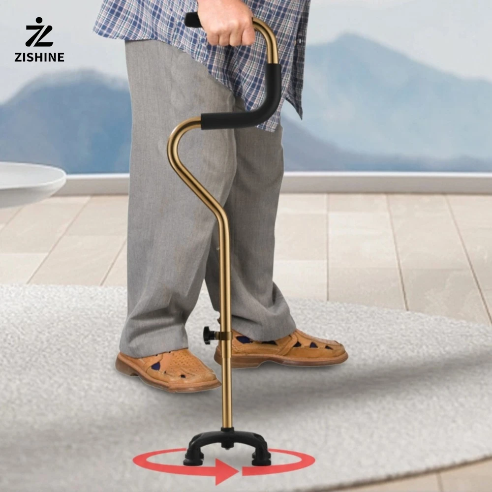 

Aluminum alloy telescopic four-legged cane, reliable walking stick for the elderly, cane for mothers, the elderly, and fathers.