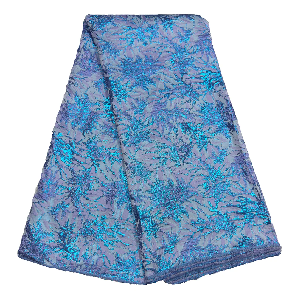 エレガントなジャカードフレンチブロケードレース素材 5 ヤード縫製ウェディングパーティードレス女性のためのアフリカの金色のブロケードレース生地