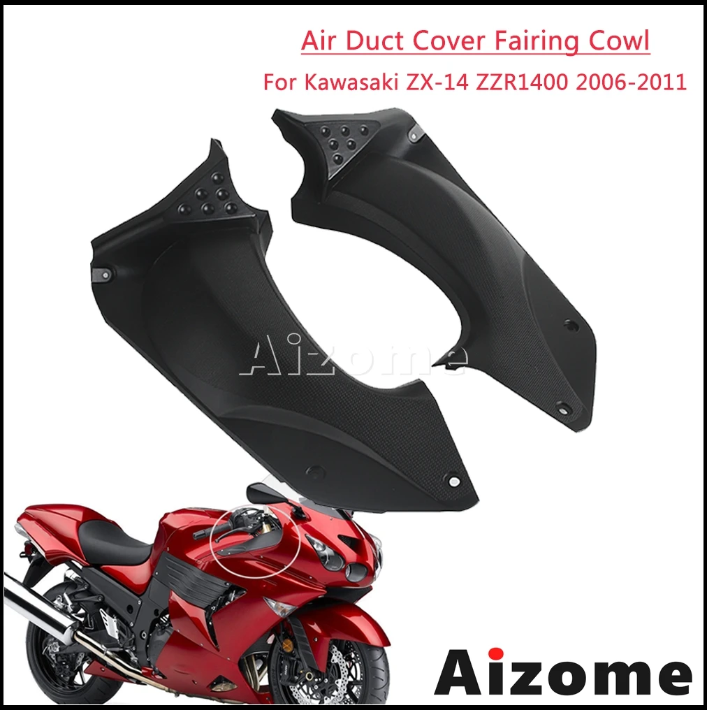 

ABS Plastic Motorcycle Air Duct Cover Upper Cowling Front Fairing Panel Cover Trim Fairing Cowl For Kawasaki ZX-14 ZZR1400 06-11