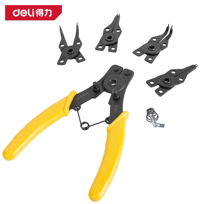 4-in-1-Sicherungsringzangen-Set, austauschbarer Bremssattelkopf, externe gebogene gerade Zange, Halteklemmen, Sicherungsringzange mit Sicherungsringspitze