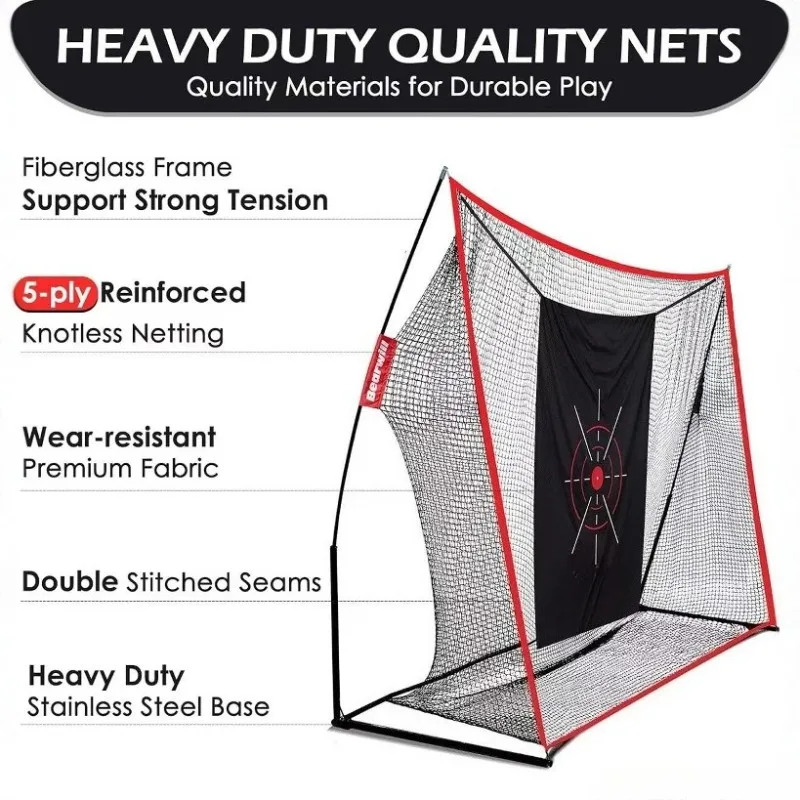 Portable Golf Swing Practice Net Easy Assembly Indoor Hitting Cage Home Training Equipment