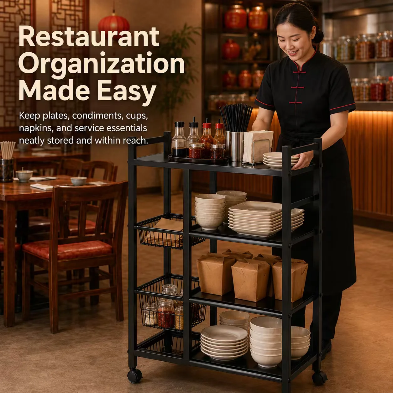 Space-Efficient Shelves for The Kitchen, Robust Build, Long-Lasting Shelving Unit, Storage Area, And a Versatile Storage Rack, Kitchen Commercial Wheeled Shelves, Standing Shelf