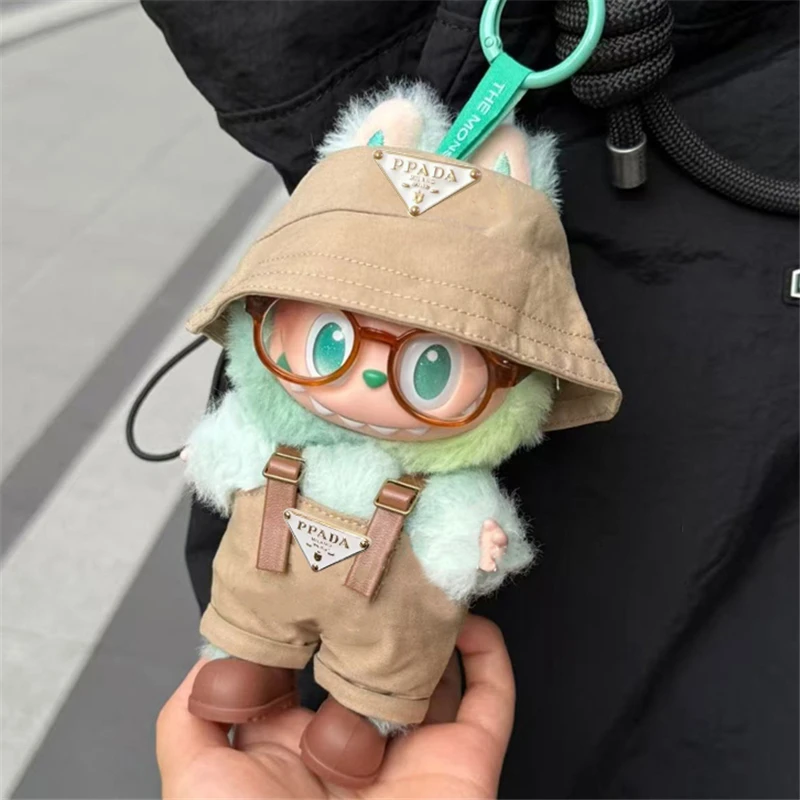 Ropa para muñeca Labubu de 15 y 17cm, traje, sombrero, bolsa, ropa básica, conjunto de zapatos y gafas, accesorios DIY, juego de fiesta sentado, Juguetes