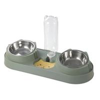 Double Cat Bowls Tilted to Protect Your Pet's Neck And Automatic Water Dispenser Easily Detachable for Indoor Use