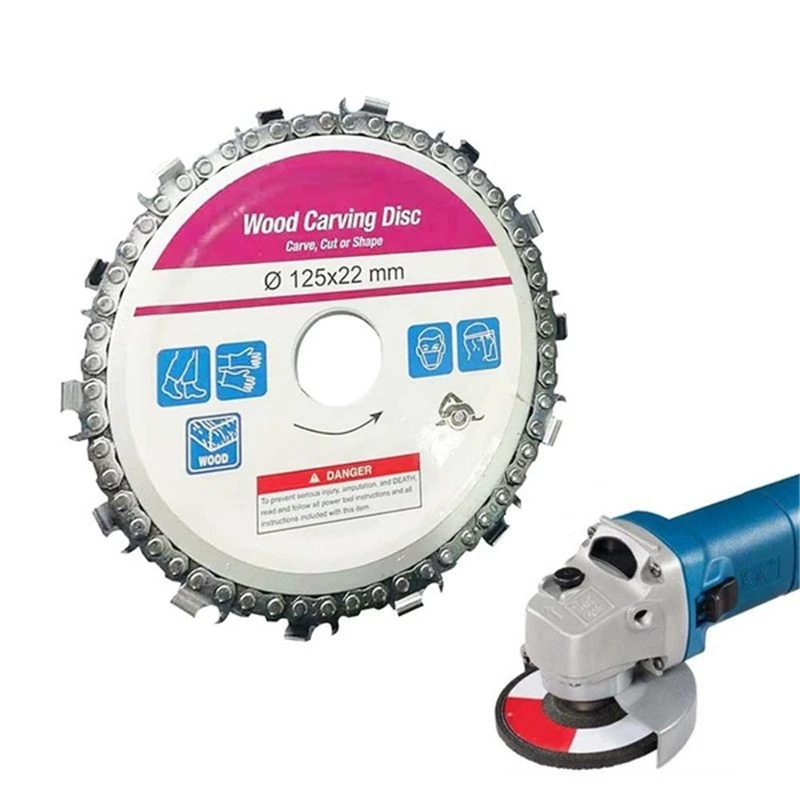 Eyech 5 Inch Chain Disc Wood Carving Disc Circular Saw Blade And Chain 22 Tooth Fine Shaping Disc For 100/115mm Angle Gr