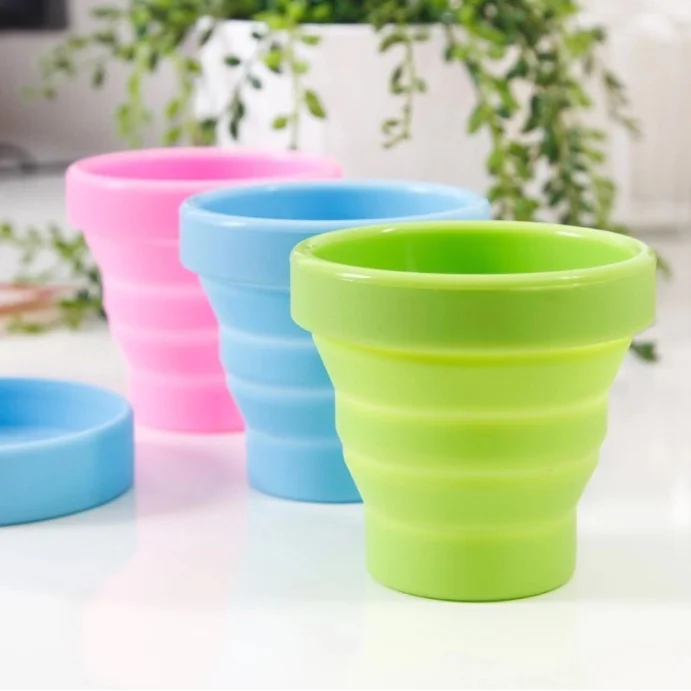 1PC Silicone Folding Water Cup Portable Outdoor Heat Resistant Anti Drop Mug Reusable Drinking Mugs For Home Travel Camping