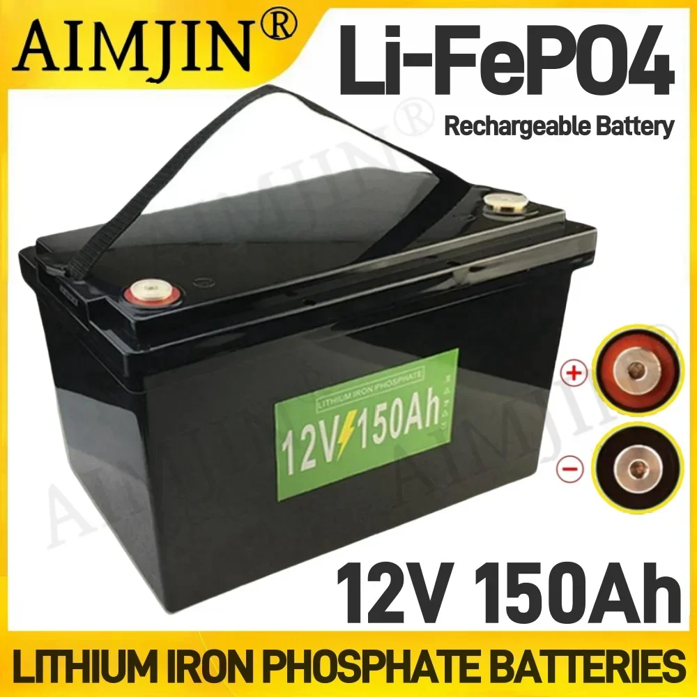 

New 12V 150Ah LifePo4 Battery 12.8V Rechargeable Battery Built-in BMS Lithium Iron Phosphate Solar Cell tools