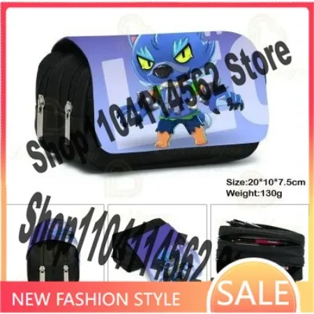 Anime Figures Kids Print Pencil Case Game Canvas Stretch Double Layer Large Capacity Pencil Box Cute School Stationery