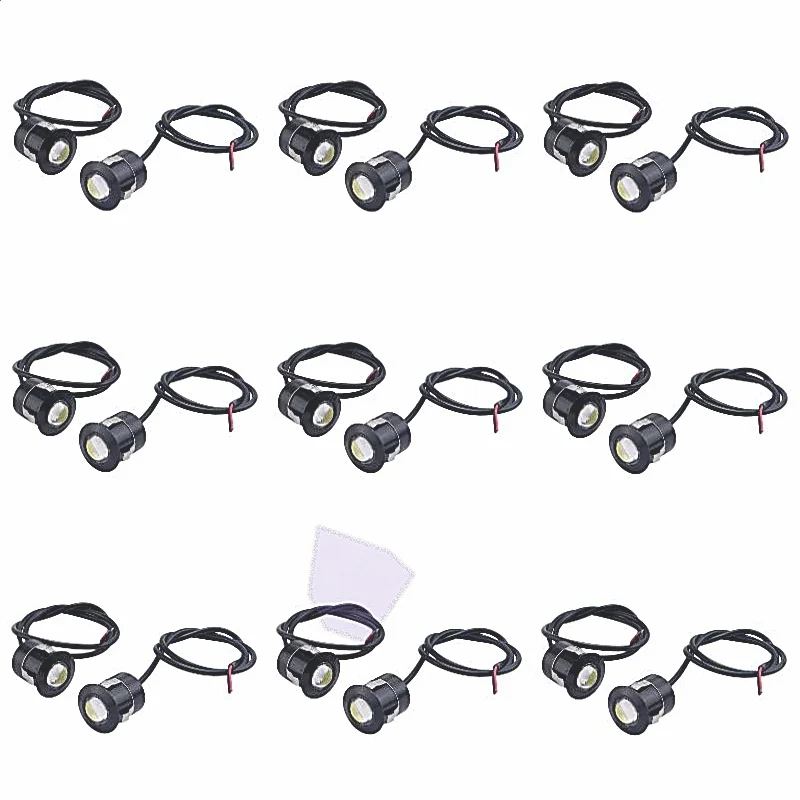 9Pack X(2pcs LED Eagle Eye Backup Light Fog Driving Lamp Car Motorcycle White Light 9W black)