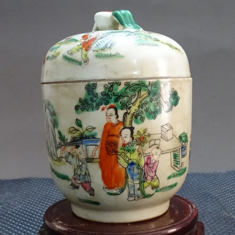 Antique Porcelain Jingdezhen Tea Jar Household Storage Jar Home Decoration Ornament