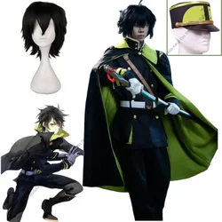 Anime Seraph of The End Yuichiro Hyakuya Cosplay Costume Owari No Seraph Black Cloak Military Uniform Wig Man Carnival Suit