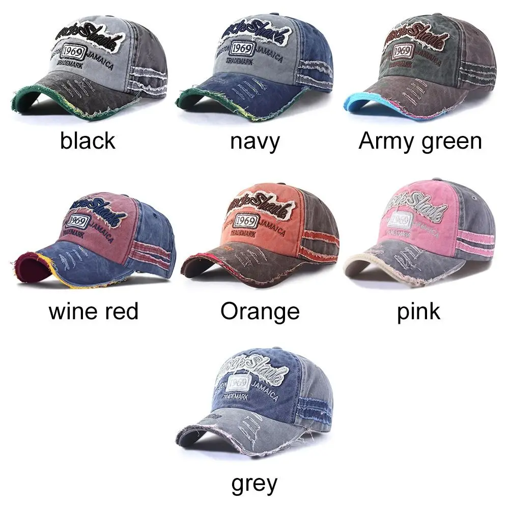 Retro Embroidery Baseball Caps Men Women Washed Cotton Snapback Caps Distressed Faded Cap Outdoor Sports Visor Sun Hat Unisex